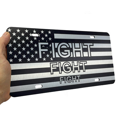 Trump 2024 License Plate Fight Fight Fight Design Patriotic American Flag