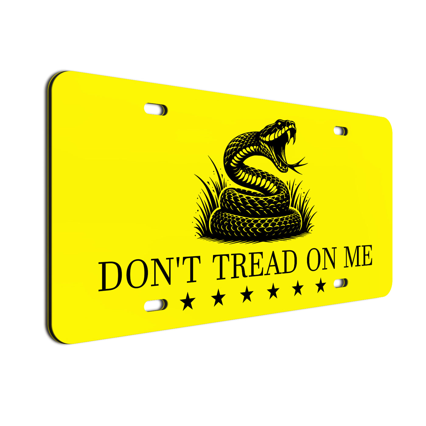 Gadsden Flag License Plate - Bright Yellow Don't Tread On Me Design, Outdoor Durable Material, 12x6 Inch Car Tag for Vehicles, Trailers, and Decorative Use