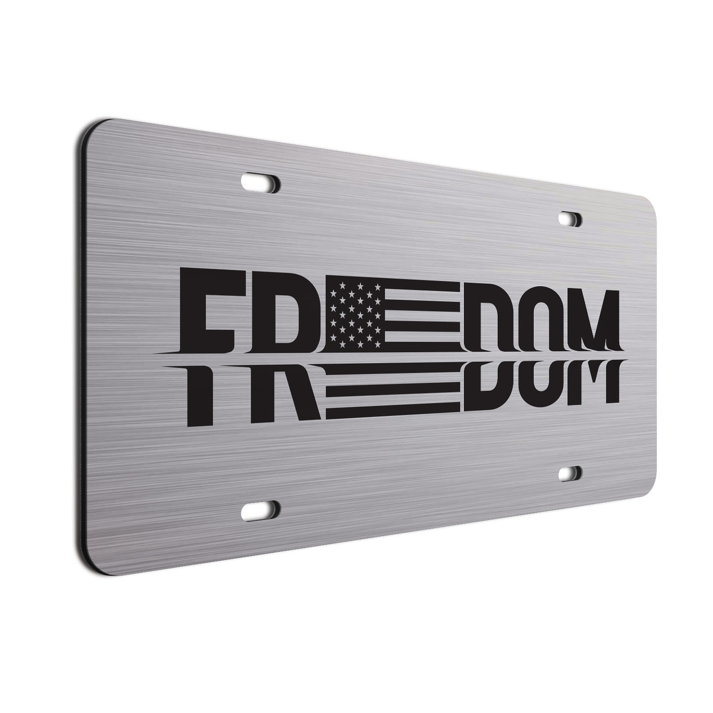 Freedom License Plate - Patriotic American Flag Design, Outdoor Durable Material, 12x6 Inch Car Tag for Vehicles, Trailers, and Decorative Use