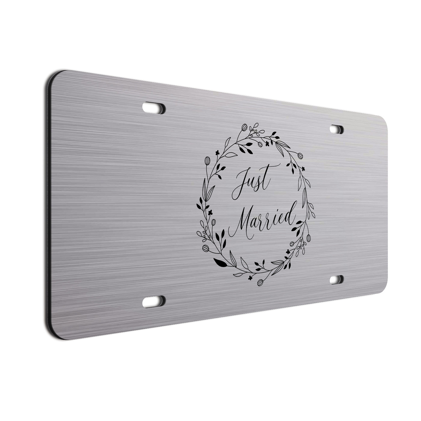 Just Married License Plate - Elegant Floral Design, Durable Car Accessory, Perfect Wedding Gift, Easy Installation, Fits Standard Plates