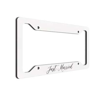 Just Married License Plate Frame - Elegant Car Decoration, Durable and Stylish Auto Accessory, Perfect Wedding Gift, Fits Standard License Plates, Easy Installation