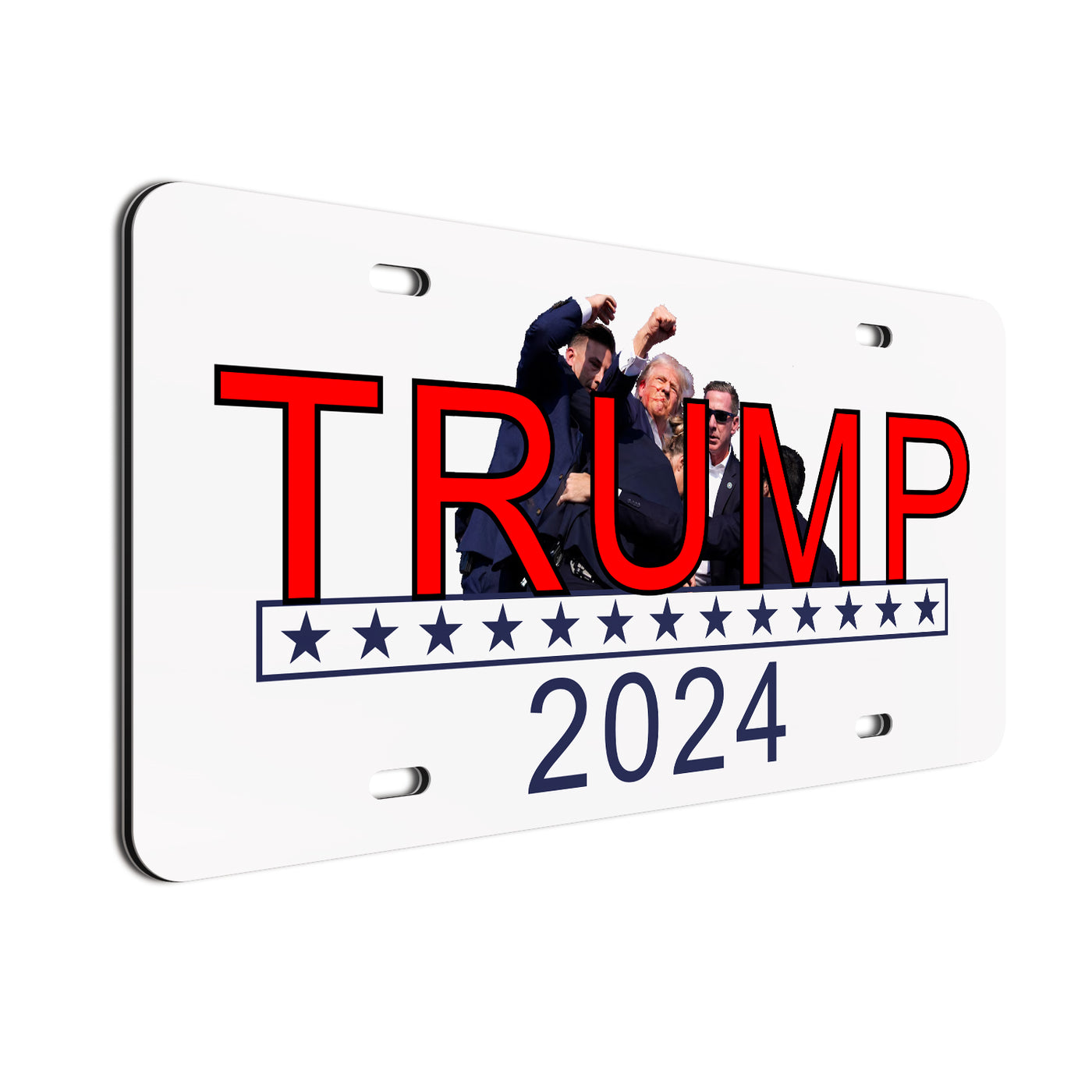 Trump 2024 License Plate Fight Fight Fight Design Patriotic American Flag