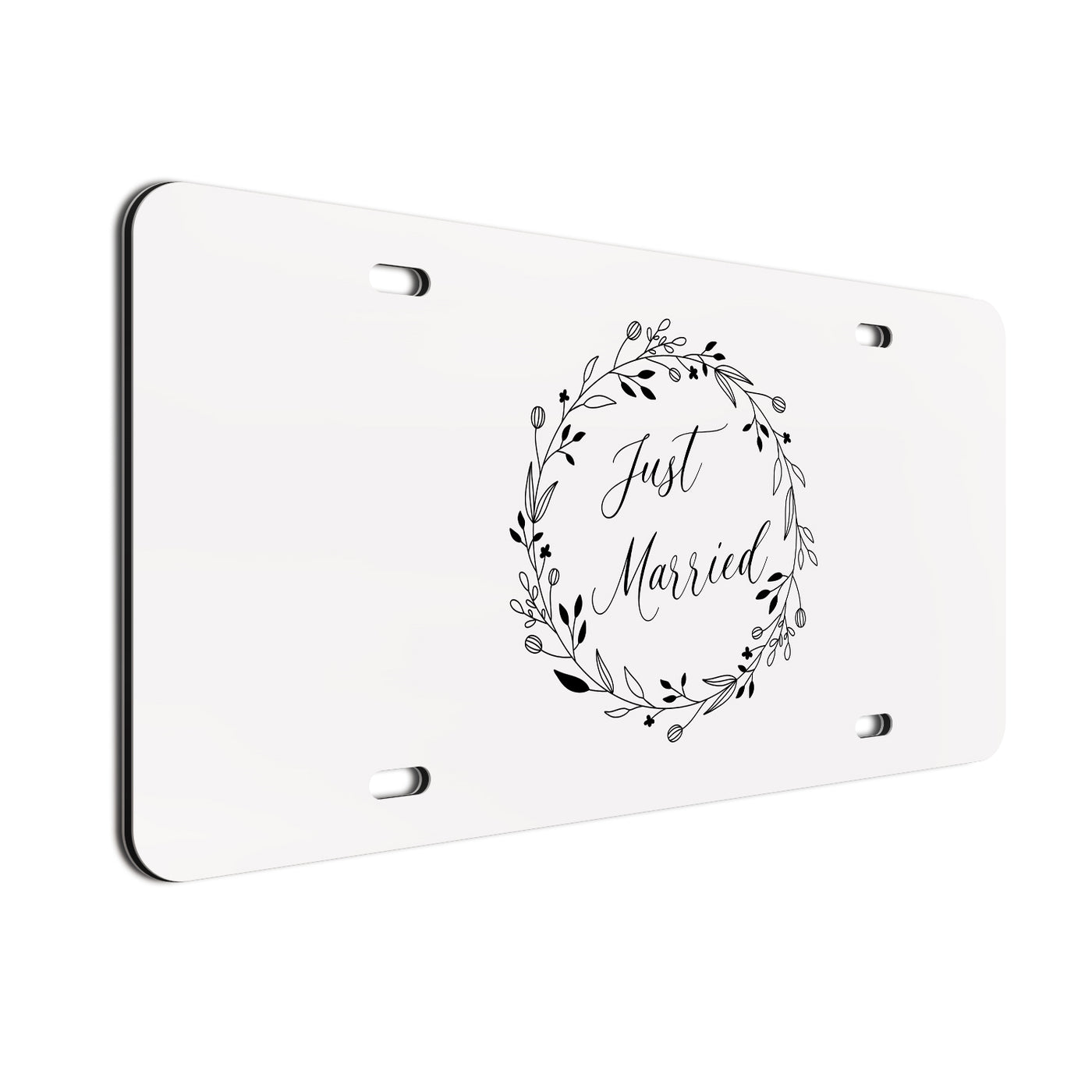 Just Married License Plate - Elegant Floral Design, Durable Car Accessory, Perfect Wedding Gift, Easy Installation, Fits Standard Plates